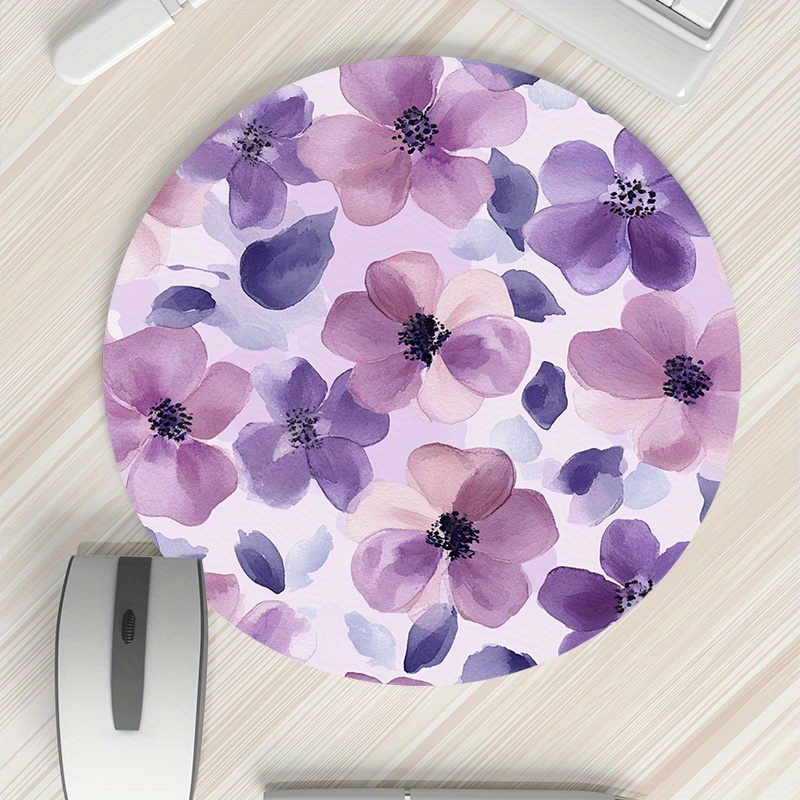 1pc Purple Floral Round Mouse  - Tradescantia Purple avaliação e preço
