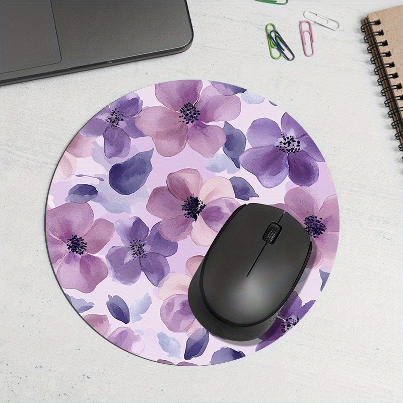 1pc Purple Floral Round Mouse  - Tradescantia Purple avaliação e preço