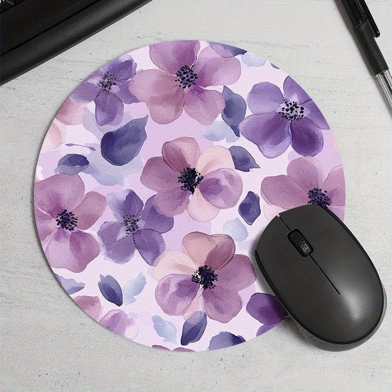 1pc Purple Floral Round Mouse  - Tradescantia Purple avaliação e preço