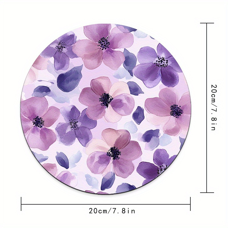 1pc Purple Floral Round Mouse  - Tradescantia Purple avaliação e preço