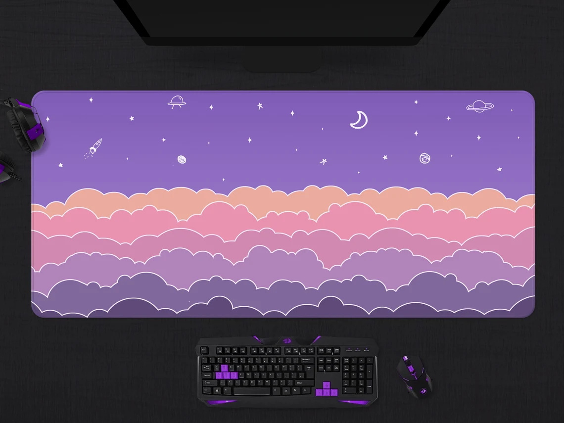 Kawaii Deskmat purple Cute Mou - Tradescantia Purple avaliação e preço