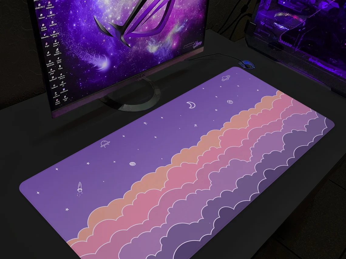 Kawaii Deskmat purple Cute Mou - Tradescantia Purple avaliação e preço