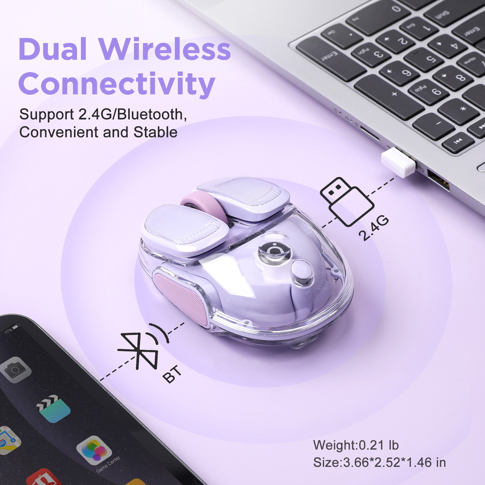 EWEADN Q9 Purple Wireless RGB  - Tradescantia Purple avaliação e preço